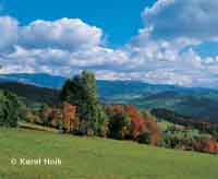 Panorama of the Krkonoe mountains from the mountain village of Paseky Paseky nad Jizerou * Krkonose Mountains (Giant Mts)