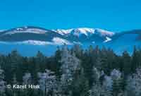 enlarge picture: Crest of Koz hbety from the village of Mseky * Krkonose Mountains (Giant Mts)