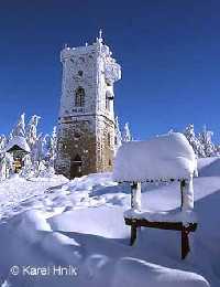 The observation tower of al * Krkonose Mountains (Giant Mts)